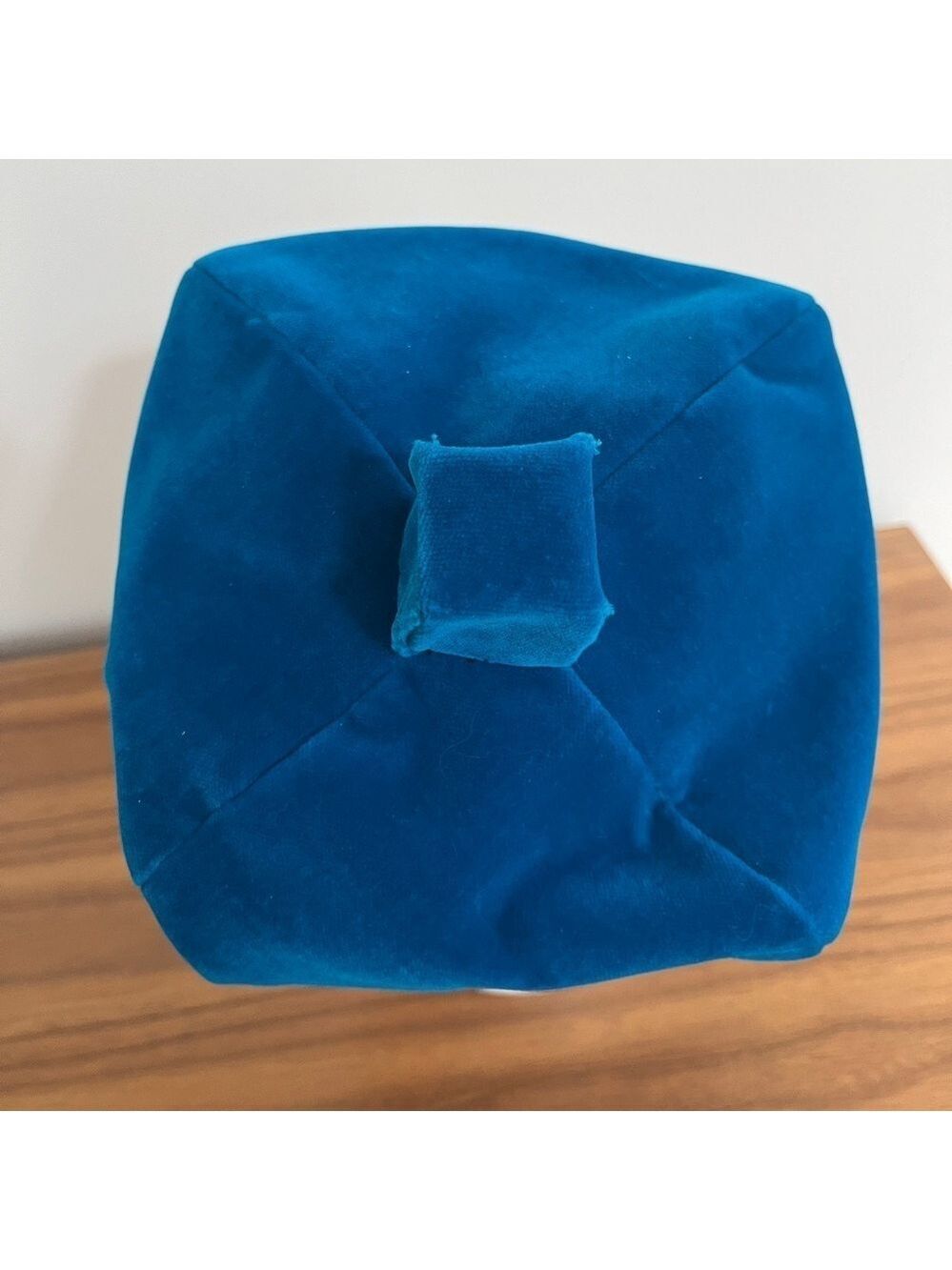 VINTAGE Jerry Yates Montreal Blue Velvet Hat Square Shape 50's 60's Chic Lady - Picture 6 of 15